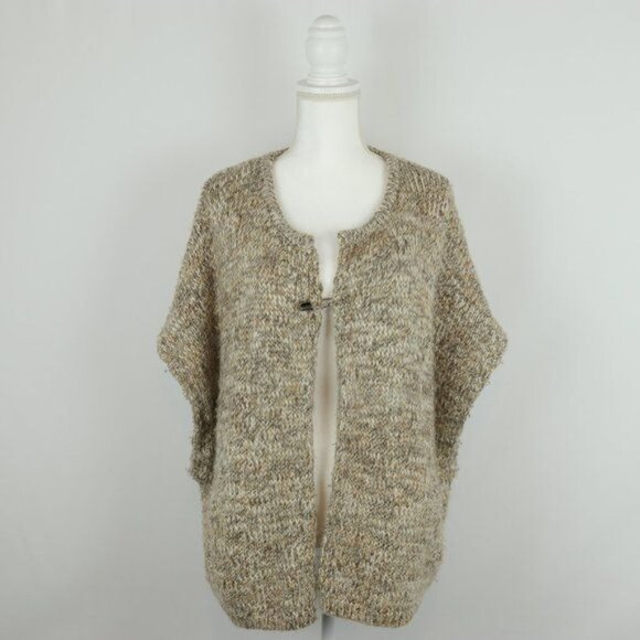 J. Jill Women's Small/Medium Tan Wool & Alpaca Cap Sleeve Open Front Cardigan - Picture 1 of 10